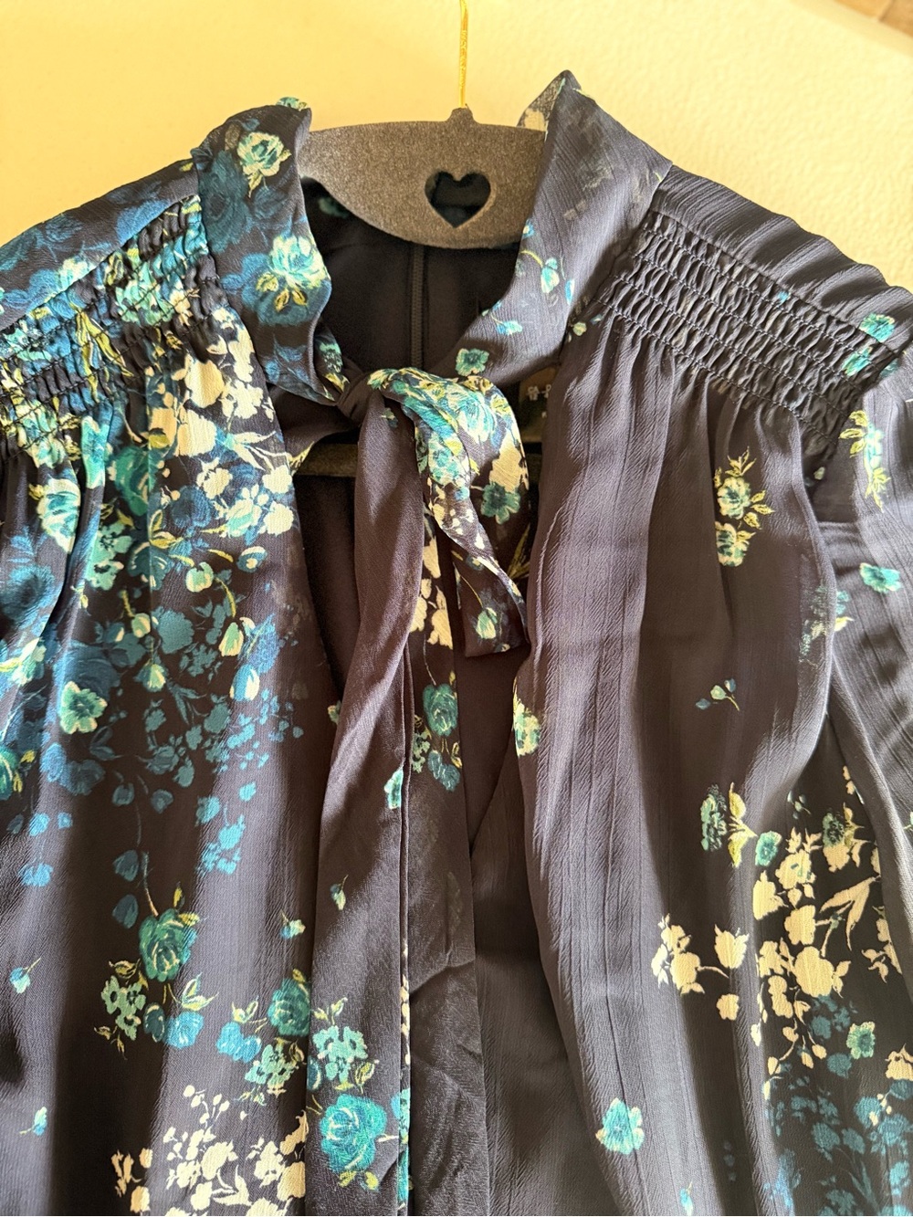 DKNY Navy Floral Tie-Neck Midi Dress - Picture 5 of 8